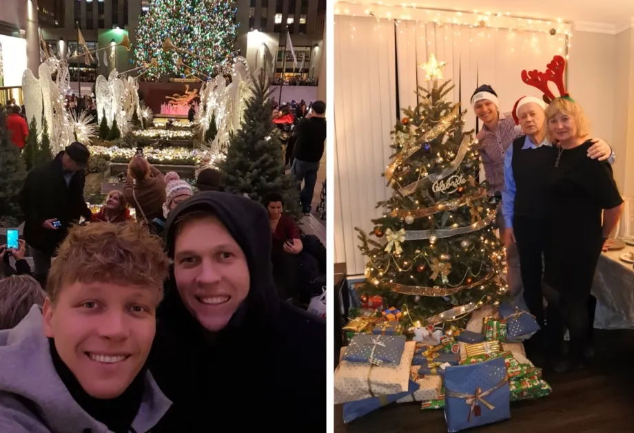 M.Kuzminskas su broliu Sauliumi (nuotrauka kairėje) ir tėvais