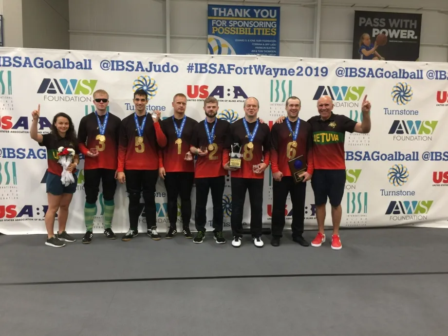 Rio de Žaneiro žaidynių čempionai Lietuvos golbolininkai kelialapį į Tokiją iškovojo atrankos turnyre JAV (parateam.lt nuotr.)