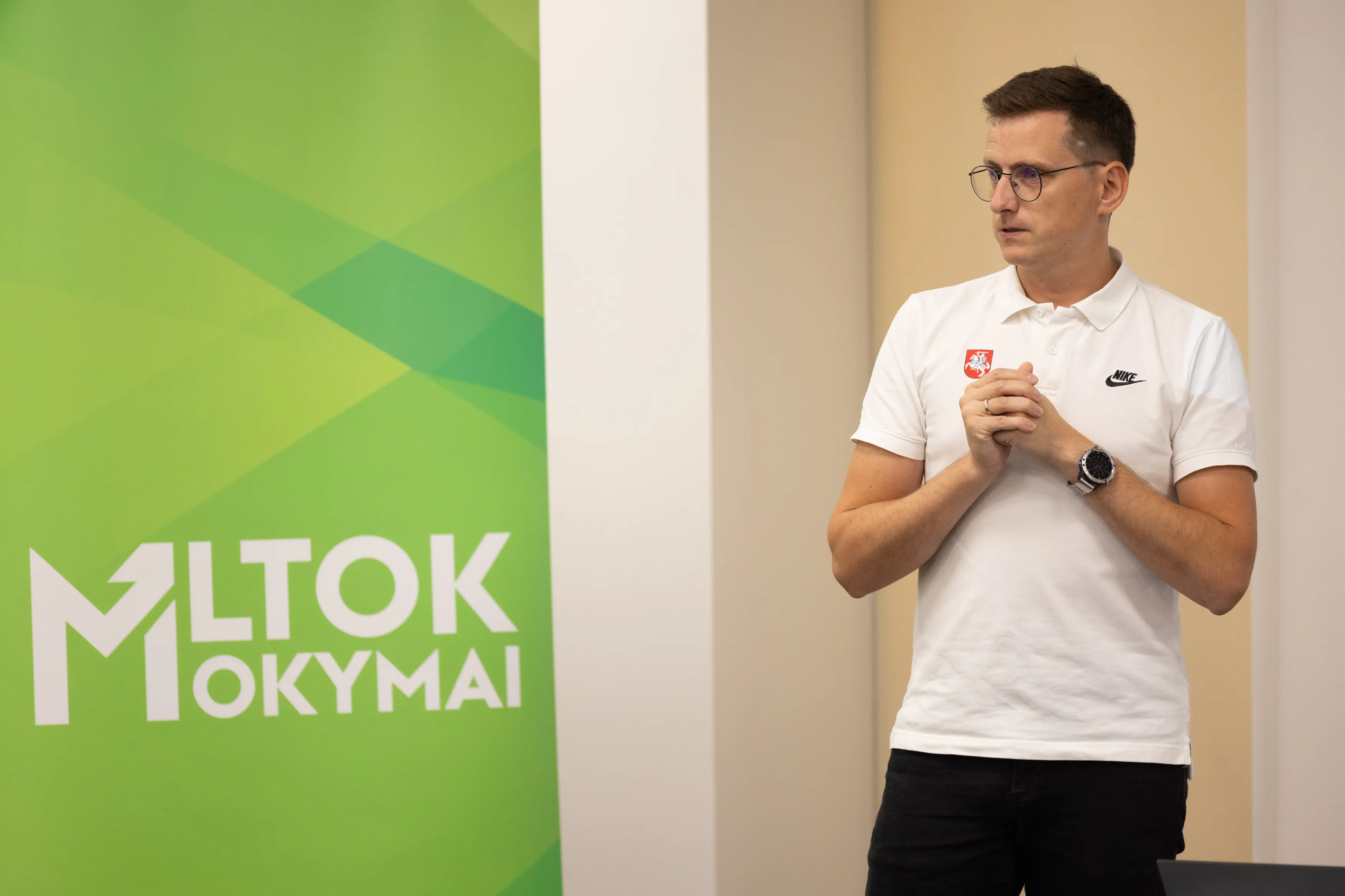 LTOK organizuojami mokymai apie tvarumą sporte, jų organizatorius Ignas Gibas / Elijus Kniežauskas/ LTOK nuotr.