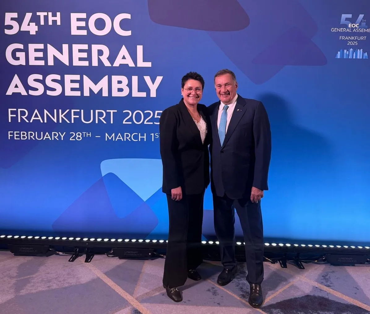 LTOK prezidentė, EOC viceprezidentė Daina Gudzinevičiūtė ir EOC prezidentas Spyros Capralos