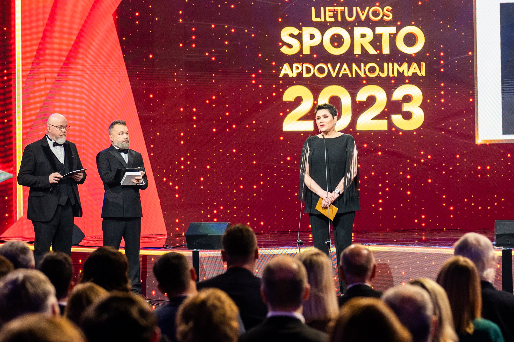 Akimirka iš 2023 m. Lietuvos sporto apdovanojimų ir LTOK prezidentės Dainos Gudzinevičiūtės kalba / Vytauto Dranginio / LTOK nuotr.