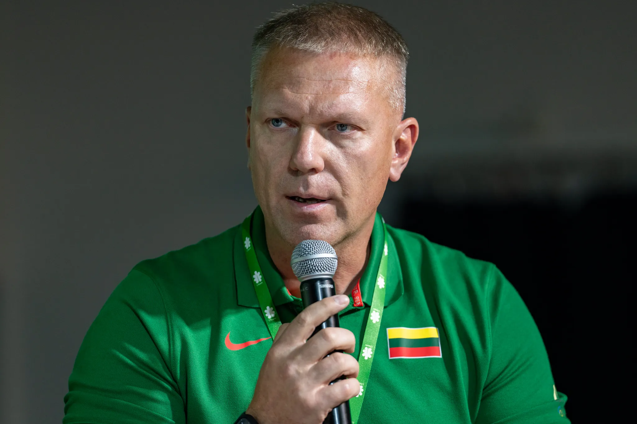 LSFS prezidentas Darius Šaluga kalba konferencijoje „Lietuvos olimpiniam sportui – 100 metų: vakar, šiandien ir rytoj“ / Vytauto Dranginio/LTOK nuotr.
